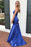 Regal Blue Mermaid Evening Gown with Spaghetti Straps