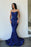 Regal Blue Sequined Mermaid Prom Gown with Elegant Spaghetti Straps