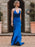 Regal Sapphire V-Neck Mermaid Prom Gown