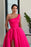 Rose One Shoulder Ball Gown Prom Dress with High Slit