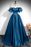 Royal Blue A-Line Pleated Off-The-Shoulder Prom Dress