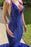 Royal Blue Halter V-Neck Open-Back Sleeveless Mermaid Prom Dress