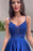 Royal Blue Lace Appliques Prom Dress with Pockets