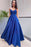 Royal Blue Lace Appliques Prom Dress with Pockets