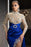 Royal Blue Long Sleeves Beadings Mermaid Prom Dress with Split and Ruffles