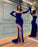 Royal Blue Mermaid Prom Dress Long with Split