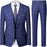 Macy Bespoke Royal Blue Notched Lapel Three Pieces Plaid Suits For Business