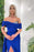 Royal Blue Off-the-Shoulder Mermaid Prom Dress with Ruffles and Split