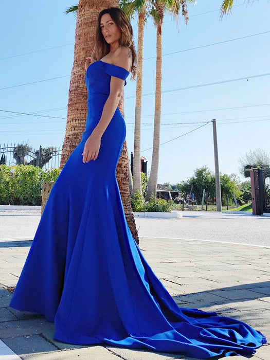 Royal Blue Off-the-Shoulder Mermaid Prom Gown