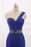 Royal Blue One-Shoulder Prom Dress with Mermaid Long Backless Beaded Design