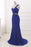 Royal Blue One-Shoulder Prom Dress with Mermaid Long Backless Beaded Design