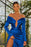 Royal Blue Prom Dress Off-the-Shoulder Long Sleeves with High Slit