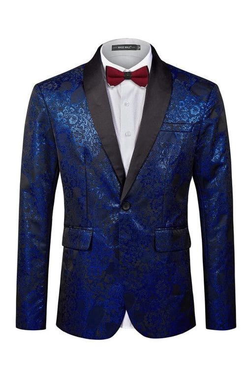 Ferdinand Bespoke Royal Blue Shawl Lapel Jacquard Wedding Suits For Men