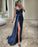 Royal Blue Spaghetti Strap Prom Dress with Slimming Pleated Split Mermaid Design