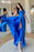 Royal Blue Strapless Sleeveless Prom Dress with Split