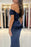 Royal Blue Sweetheart Off-the-Shoulder Long Prom Formal Dress with Pleats