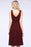 Bridelily Elegant Straps V-Neck  Ruffle Short Burgundy Bridesmaid Dress with Bow Sash