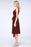 Bridelily Elegant Straps V-Neck  Ruffle Short Burgundy Bridesmaid Dress with Bow Sash