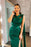 Ruffle-Trimmed Split Mermaid Prom Gown in Dark Green