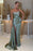 Sage Green Sleeveless Prom Dress with Strapless Pleated Slit