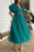 Sale: Elegant Dark Green A-Line Evening Dress with V-Neck and Short Sleeves