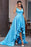 Sapphire Serenity V-Neck Sleeveless Evening Gown