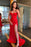 Scarlet Siren Mermaid Prom Gown with Spaghetti Straps