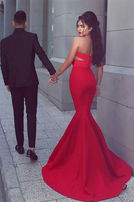 Scarlet Sweetheart Mermaid Evening Gown