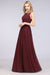 Bridelily Modest Chiffon Lace Scoop Ruffle Burgundy Bridesmaid Dresses Affordable