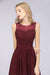 Bridelily Modest Chiffon Lace Scoop Ruffle Burgundy Bridesmaid Dresses Affordable