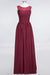 Bridelily Modest Chiffon Lace Scoop Ruffle Burgundy Bridesmaid Dresses Affordable