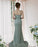 Seafoam Green Prom Dress with Spaghetti Strap and Pleated Slit