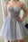 Sequined Silver Gray Sleeveless Tulle Homecoming Dress