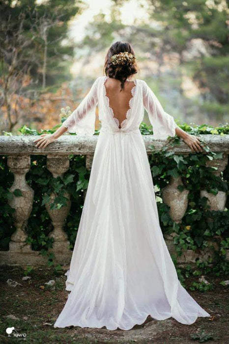 Backless chiffon wedding dress hotsell