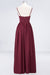Bridelily Sexy Deep-V-Neck Appliques Burgundy Chiffon Bridesmaid Dress with Slit
