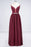 Bridelily Sexy Deep-V-Neck Appliques Burgundy Chiffon Bridesmaid Dress with Slit