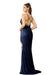 Sexy V-Neck Glitter Sequin Floor Length Dress with Slit-koscy