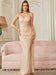 Sexy V-Neck Glitter Sequin Floor Length Dress with Slit-koscy
