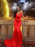 Sheath/Column Sleeveless Spaghetti Straps Sweep/Brush Train Applique Satin Dresses - Prom Dresses