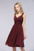 Bridelily Elegant Ruffle Straps Short Burgundy Bridesmaid Dresses Online
