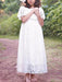 Flower Girl Dresses Jewel Neck Lace Short Sleeves Ankle Length A Line Pleated Formal Kids Pageant Dresses
