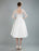 Short Wedding Dresses V Neck 3/4 Length Sleeves A Line Tea Length Traditional Bridal Dresses