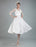 Short Wedding Dresses V Neck 3/4 Length Sleeves A Line Tea Length Traditional Bridal Dresses