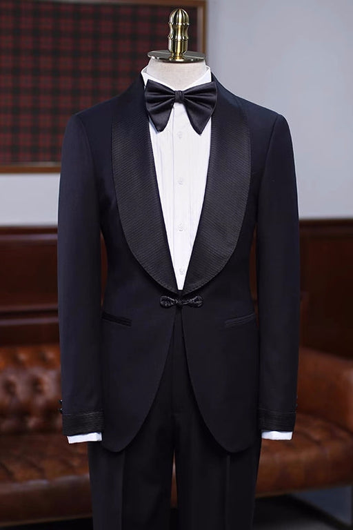 Bryant Simple Black Shawl Lapel Wedding Suits For Men