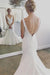 Simple V Neck Mermaid Long Beach Cheap Backless Wedding Dress - Wedding Dresses