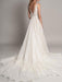 Simple Wedding Dress 2021 A Line V Neck Sleeveless Beaded Bridal Dresses With Train