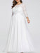 Simple Wedding Dresses Lace Chiffon Floor Length 3/4 Length Sleeves Sash Jewel Neck Plus Size Beach Bridal Gowns