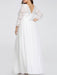 Simple Wedding Dresses Lace Chiffon Floor Length 3/4 Length Sleeves Sash Jewel Neck Plus Size Beach Bridal Gowns