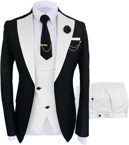 Orville Simple White Shawl Lapel Three Pieces Prom Suits