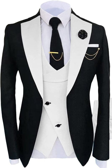 Orville Simple White Shawl Lapel Three Pieces Prom Suits